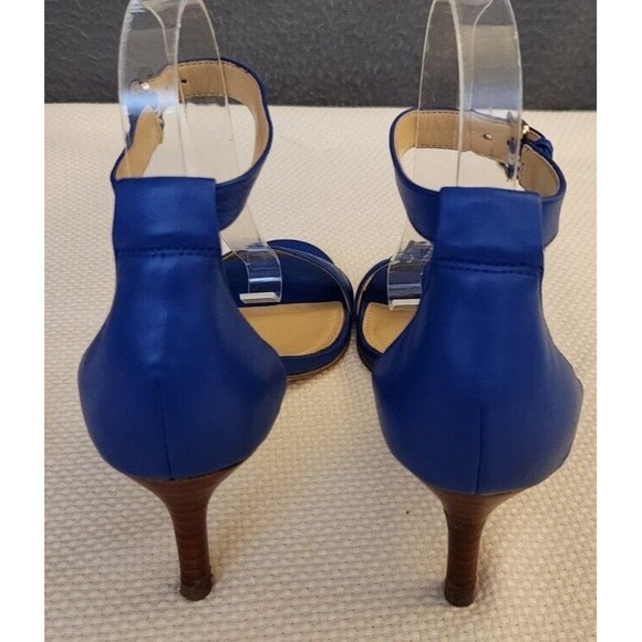 Talbots Strappy Kitten Heel Womens Sz 7 Royal Blue Leather Adjustable Ankle 2.5" - Picture 8 of 10